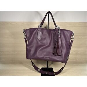 Purple Michael Kors Brooklyn Large Leather Shoulder Bag With Tassle Slouchy Hobo